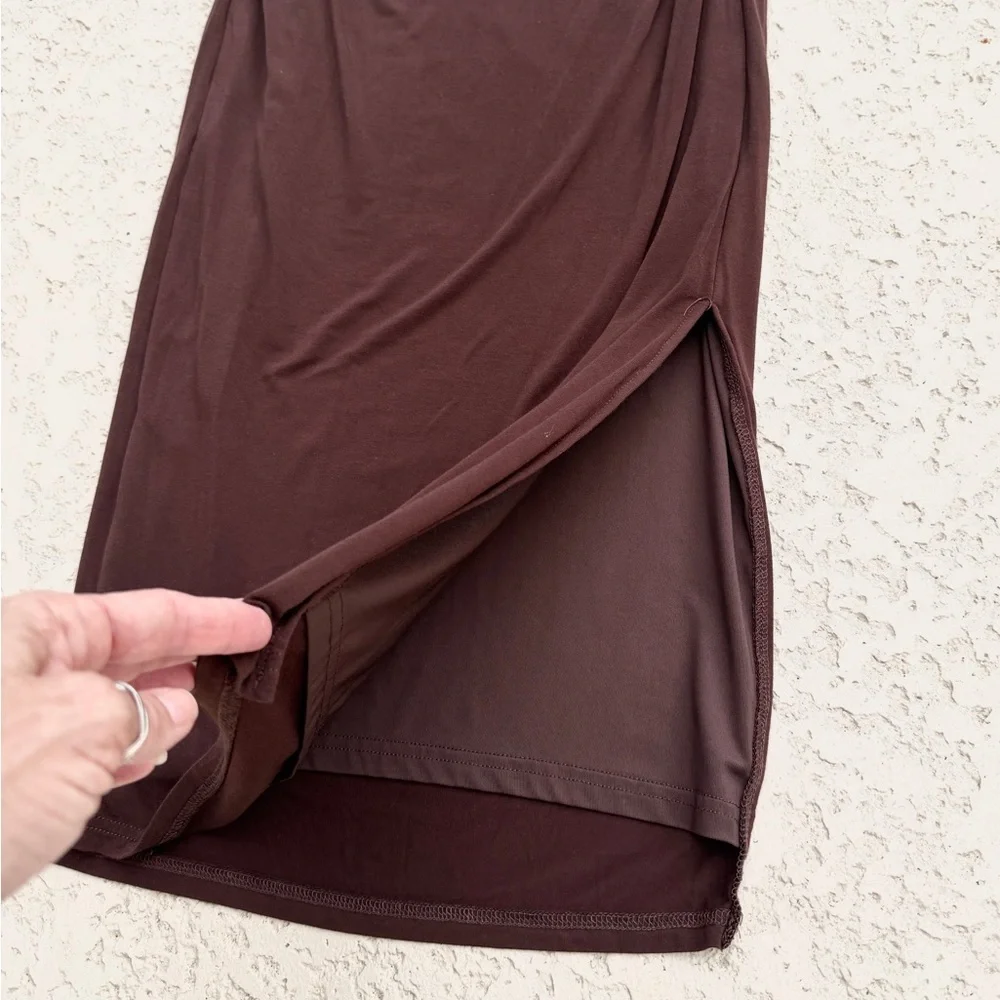 Womens Skirt Set Size S Dark Brown Long Maxi Sleeveless Lined Pull On Solid